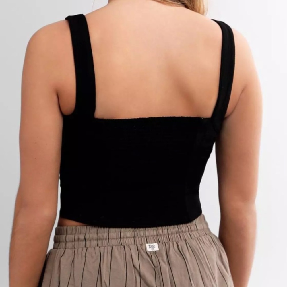 Free People‎ Black Scarlett Cropped Tank Top Size M - Picture 2 of 9